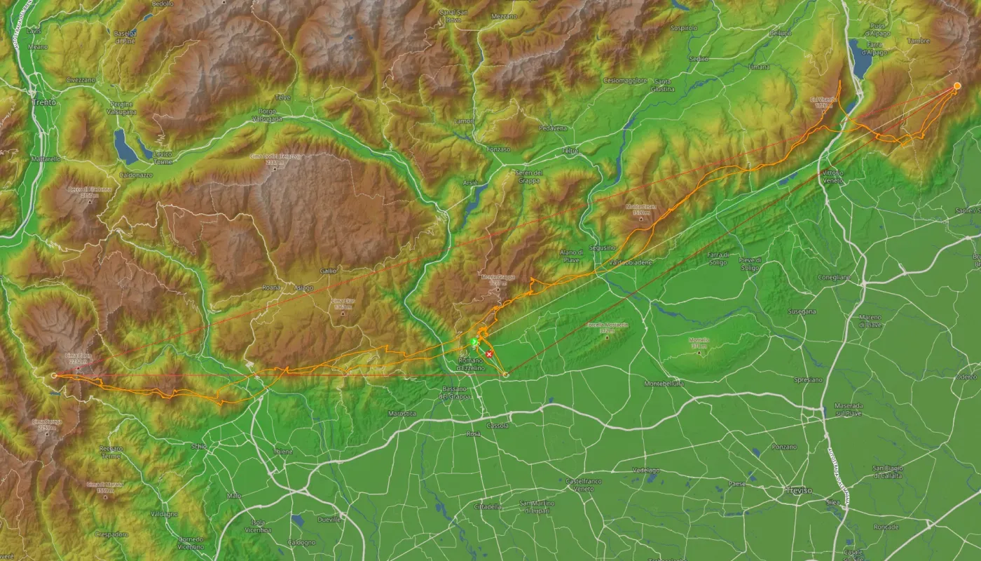 The tracklog of the record FAI triangle